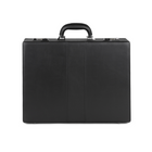 Bugatti Expandable Vinyl Attache Briefcase, 12-1/2" x 17", 4"-5" Depth, Black-Legal size reinforced file pockets