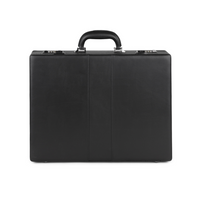 Bugatti Expandable Vinyl Attache Briefcase, 12-1/2" x 17", 4"-5" Depth, Black-Legal size reinforced file pockets