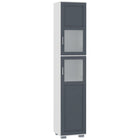 Kleankin 75" Tall Bathroom Cabinet with Two Cupboards and Matte Glass Doors - White and Grey-2 cupboards with 5-tier shelving neatly arrange your collection of towels, linen and other bathroom essentials