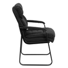 Flash Furniture Black Microfiber Executive Side Reception Chair with Lumbar Support & Sled Base-Black Microfiber Upholstery