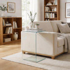 HOMCOM Glass Table with Safe Rounded Edges for Living Room - Clear-No assembly needed means instant use straight out of packaging
