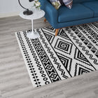 Modway Haku Geometric Moroccan Tribal Area Rug - 5 ft W x 8 ft L - Black/White-Protect Floors From Traffic/Furniture
