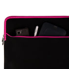 Vangoddy Neoprene 15" Laptop Protective Sleeve Case with Extra Pocket - Black/Pink-Front Zippered Pocket. Provides convenient storage for accessories like chargers, mice, or pens.