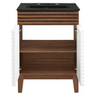 Modway Render 24" Bathroom Vanity - White/Walnut/Black-Particleboard and Laminate Construction