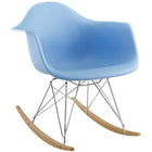 Modway Rocker Plastic Lounge Chair - Blue-Chrome plated steel base