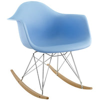 Modway Rocker Plastic Lounge Chair - Blue-Chrome plated steel base