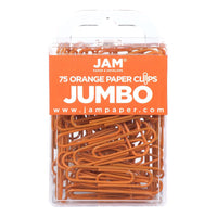 JAM Paper Colourful Jumbo Paper Clips - 2"- Orange - 75 Pack-Colour: Orange