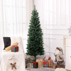 HOMCOM 6' Tall Pencil Artificial Christmas Tree with Steel Base - Green-Pencil shape saves space, suitable for smaller rooms 