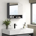 Kleankin Wall Mount Medicine Cabinet with Shelf and Mirror - Light Grey-Four compartments and an open shelf, great for sharing with the family/friends