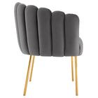Modway Sanna Channel Tufted Performance Velvet Armchair - Grey-Non-Marking Foot Glides