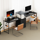 HOMCOM 96" Extra Long Gaming Desk with USB Ports and Drawers - Black-Multiple hooks keep your gaming accessories neatly organized and handy