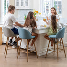 Homy Casa 26'' Counter Height Bar Stools with Grey Upholstered Fabric Seat - 2 Pack-Sturdy Construction: Solid oak wood legs provide excellent stability and support for up to 250 lbs.