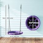Qaba 3' Dia. Kids Saucer Swing Seat with Height Adjustable Hanging Ropes - Purple-Texteline material is water-resistant and easy to clean 