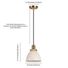 Hudson&Canal Madison 8" Wide Pendant with Metal Shade - Pearled White/Brass/Pearled White-8