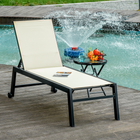 Outsunny Patio Chaise Lounge Chair with 5-Position Backrest - White-Powder-coated metal frame is sturdy for reliability