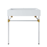 Modway Redeem 32" Silver Stainless Steel Wall-Mount Bathroom Vanity - Silver/White-Contemporary Bathroom Vanity
