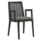 Modway Monarch Wood and Rattan Dining Armchair - Black/Grey-Beech Wood Frame