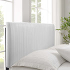 Modway Peyton Performance Velvet Queen Platform Bed with Black Wood Legs - White-Weight Capacity: 800 lb