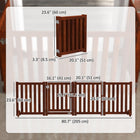 PawHut 4 Panel Foldable Dog Gate with Door - Brown-Flexible panels which can be arranged in different ways 