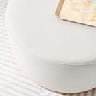 Modway Tilden Large 29" Round Performance Velvet Upholstered Ottoman - Alabaster/Natural-Rubberwood Plinth Base