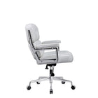 Plata Import Elegant Office Chair Faux leather Adjustable Chair with Polished aluminum frame - White-Seat 25.5" W x 19 " D; Back 20.5-17.5" H