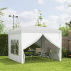 Outsunny 10' ft W x 10 ft L Outdoor Pop Up Party Tent with Carrying Bag - Bright White-A piece instant frame sets up in seconds, simply expand to open