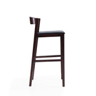 Manhattan Comfort Klismos 20" Mid-Century Modern Faux Leather Upholstered Bar Stool - Black and Dark Walnut - 2 Pack-Seat Height: 30.5"