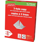 Staples FSC-Certified 3-Hole Punched Copy Paper - 8.5" x 11" - White - 500 Sheets-8.5" x 11" (Letter Size)