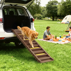 PawHut Foldable Dog Car Ramp with Anti-Slip - 10 Steps - Brown-Equipped with anti-slip surfaces and feet, providing a firm and secure grip
