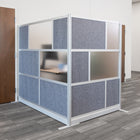 Luxor Modular Wall Extension - 53" W x 70" H - Segmented Grey Frame, Frosted Acrylic, Cool Grey PET-Enhances light flow while reducing distractions