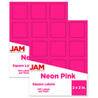 JAM Paper Square Address Labels, 2 x 2, Neon Pink, 240 Pack-Mailing Address Labels