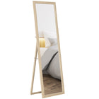 HOMCOM Rectangular Full Body Mirror - 21" W x 64" H - Brown-Wall-mounted, lean against wall or stand freely with bracket 