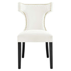 Modway Curve Performance Velvet Dining Chairs - White - 2 Pack-8