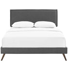 Modway Amaris Fabric Queen Platform Bed with Round Splayed Legs - Grey-Mounts in Four Locations