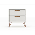 Manhattan Comfort Rockefeller Mid-Century Modern Bedroom Dresser 3-Piece Set - Off White/Nature-Perfect for Storage or Display Items. Anti Tip Kit Included.