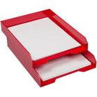 JAM Paper Stackable Paper Organizer Tray - Red-Letter Size Tray: 9.75 Inches Wide x 12.5 Inches Long x 2 Inches Tall