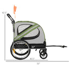 Aosom 2-in-1 Pet Bike Trailer and Stroller with Universal Wheel Reflectors and Flag - Green-Weather-resistant Oxford to protect your pet from bad weather 