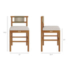 Modway Eleni Outdoor Teak Wood Counter Stools 2-Piece Set - Natural/Sail-Woven Rope Backrest