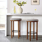 Modway Fable Boucle Fabric Bar Stools - Walnut Taupe - Set of 2-Boucle Fabric Upholstery