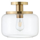 Hudson&Canal Tatum 11" Wide Semi Flush Mount with Glass Shade - Brushed Brass/Clear-Mid-century modern design for your entryway, foyer, or kitchen