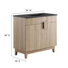 Modway Miles 36" Bathroom Vanity - Black/Oak-Hinged Doors