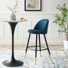 Modway Cordial Fabric Bar Stools - Azure - Set of 2-Matte Black Metal Legs