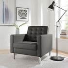 Modway Loft Tufted Vegan Leather Armchair - Silver Grey-Biscuit Tufting