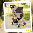 PawHut Foldable Pet Stroller with Removable Washable Pad and Storage Basket - Coffee-Includes a thick, washable cushion, providing extra comfort for your pet 
