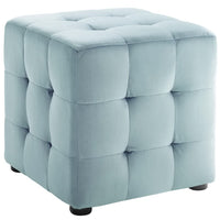 Modway Contour Tufted Cube Performance Velvet Ottoman - Light Blue-Cube Shaped Ottoman