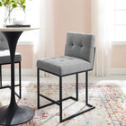 Modway Privy Black Stainless Steel Upholstered Fabric Counter Stool - Black Light Gray-Soft Polyester Fabric Upholstery