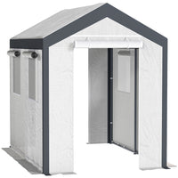 Outsunny 8' x 6' x 7.5' Heavy-duty Walk-in Greenhouse - White- This portable greenhouse is ideal for home gardener enthusiast  