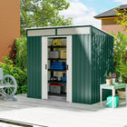 Outsunny Outdoor Storage Shed with Foundation Kit - 6.5' x 4' - Green-2 extra hooks included
