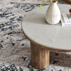 Modway Ellison 33" Round Wood Coffee Table With Marble Top - Walnut-Felt Floor Pads