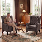 HOMCOM Fabric Accent Chair with Wood Legs - Rolled Arms for Bedroom - Brown-Overall Dimension: 29.1" L x 33.9" W x 40.2" H /74L x 86W x 102H cm
